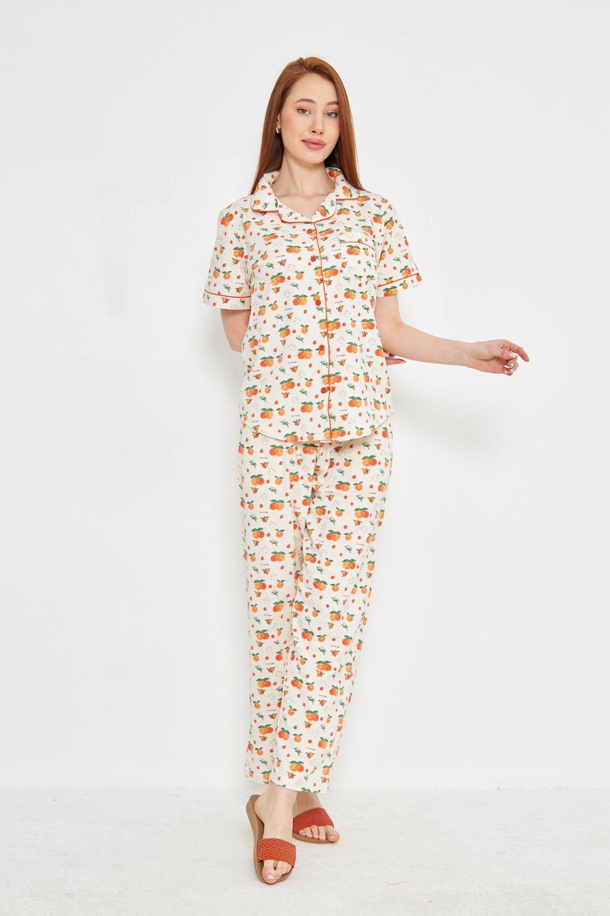 Nightwear - Front Open - Orange Bliss