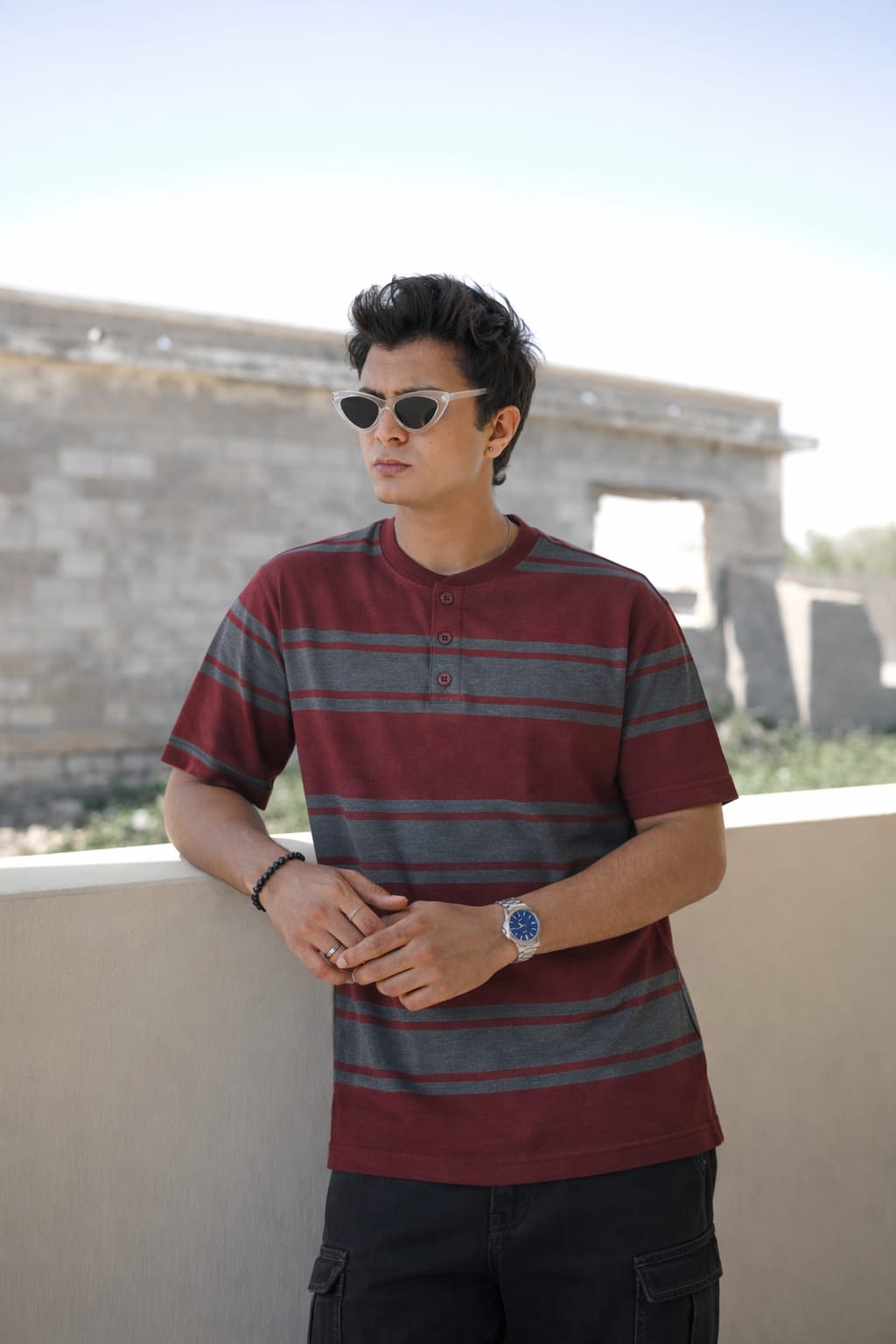 Men’s Casual Stripe Henley Shirt