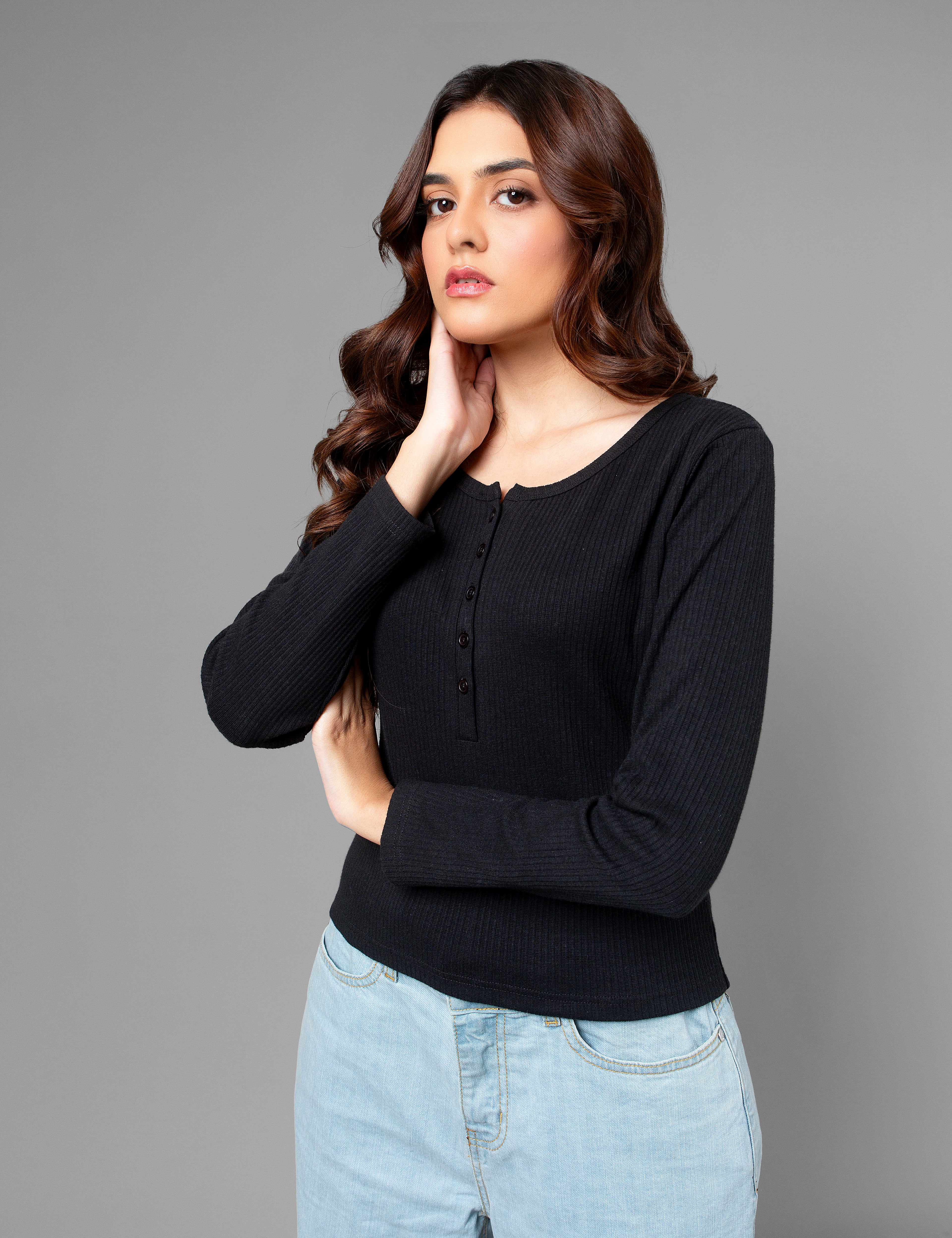 Black Ribbed Short Top